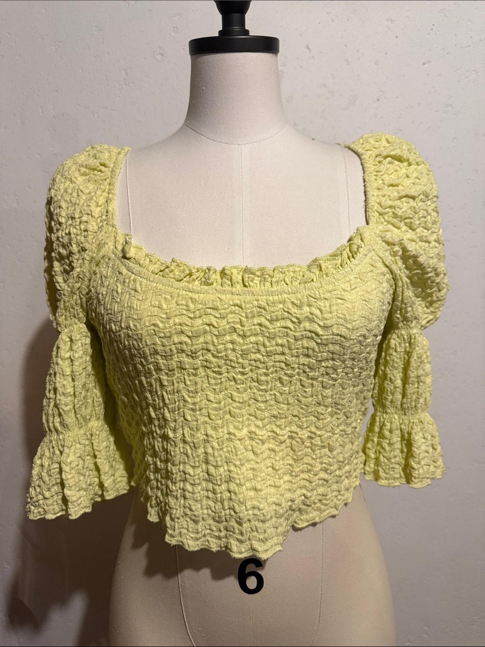 Yellow Smocked Square-Neck Top - NWT